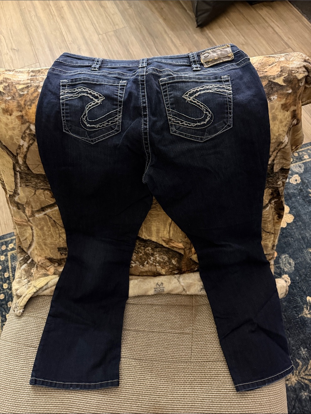 Silver Jeans Dark Blue Boot Cut Jeans with Contrast Back Stitching